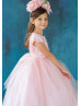 Cap Sleeves Floral Tulle Flower Girl Dress